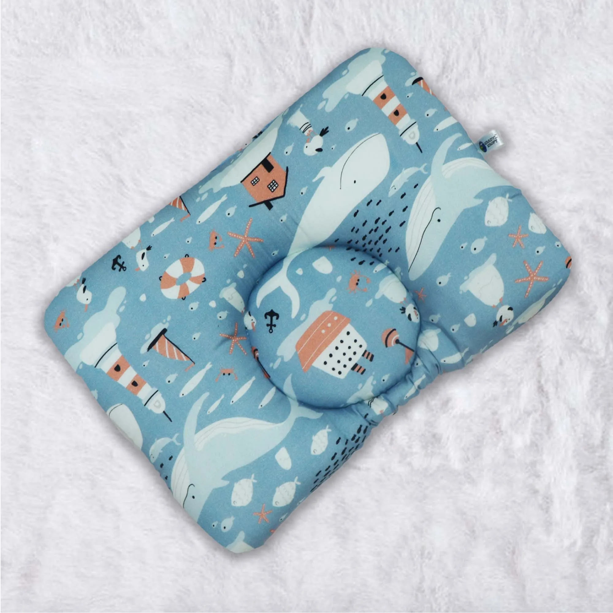 Happy Whale New Born Pillow | Baby Pillow | Head Shaping Pillow