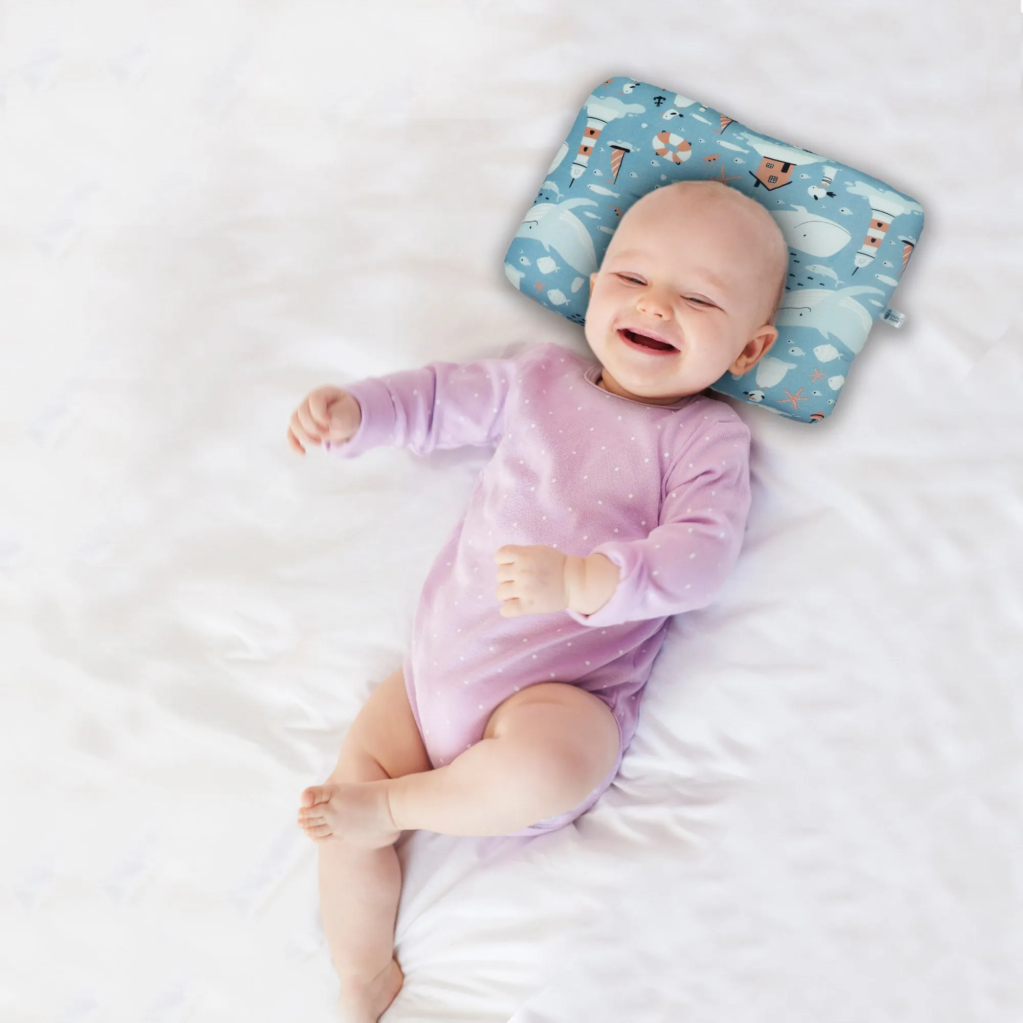 Happy Whale New Born Pillow | Baby Pillow | Head Shaping Pillow