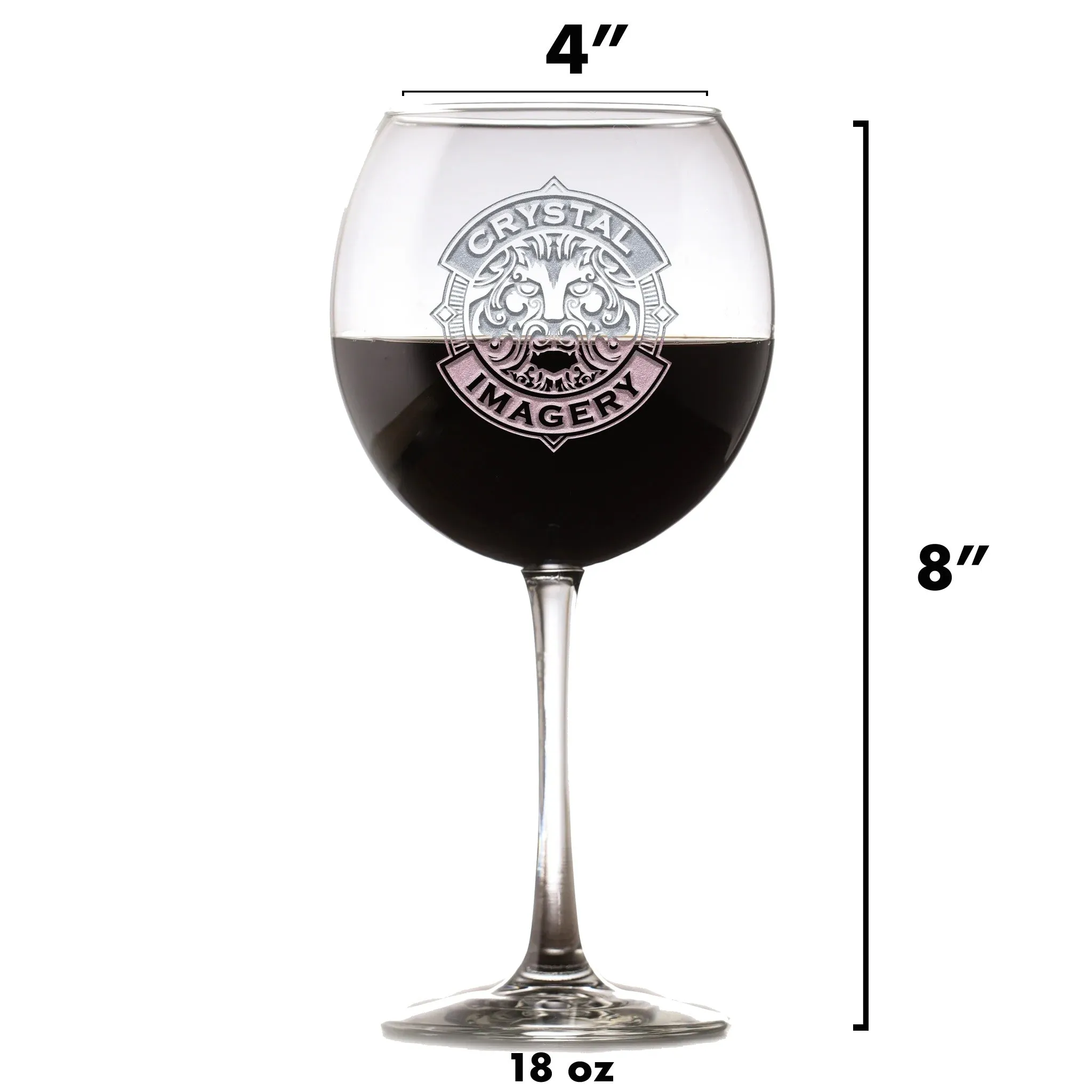 Heart and Arrow Initials Red Wine Glass