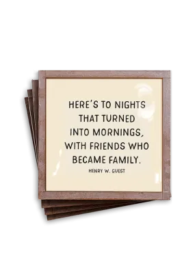 Here's To Nights That Copper & Glass Coasters, Set of 4