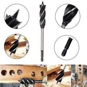 Homdum 16mm four slot woodworking drilling bit auger bits core drill for wood soft metal, plastic, etc High-carbon steel 4 slotted twist diy bore Bit 1/4" quick change hex shank (6.35mm)