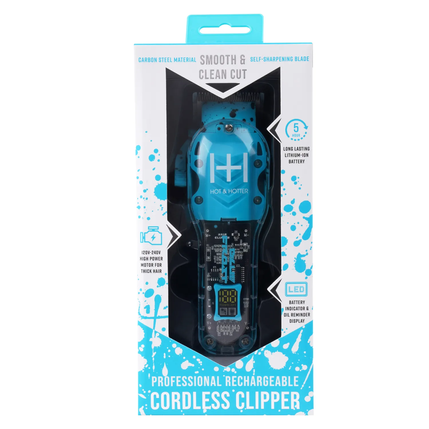 Hot & Hotter Professional Rechargeable Clippers Blue Frost