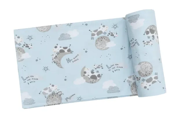 I Love You to the Moon Cow Swaddle Blanket