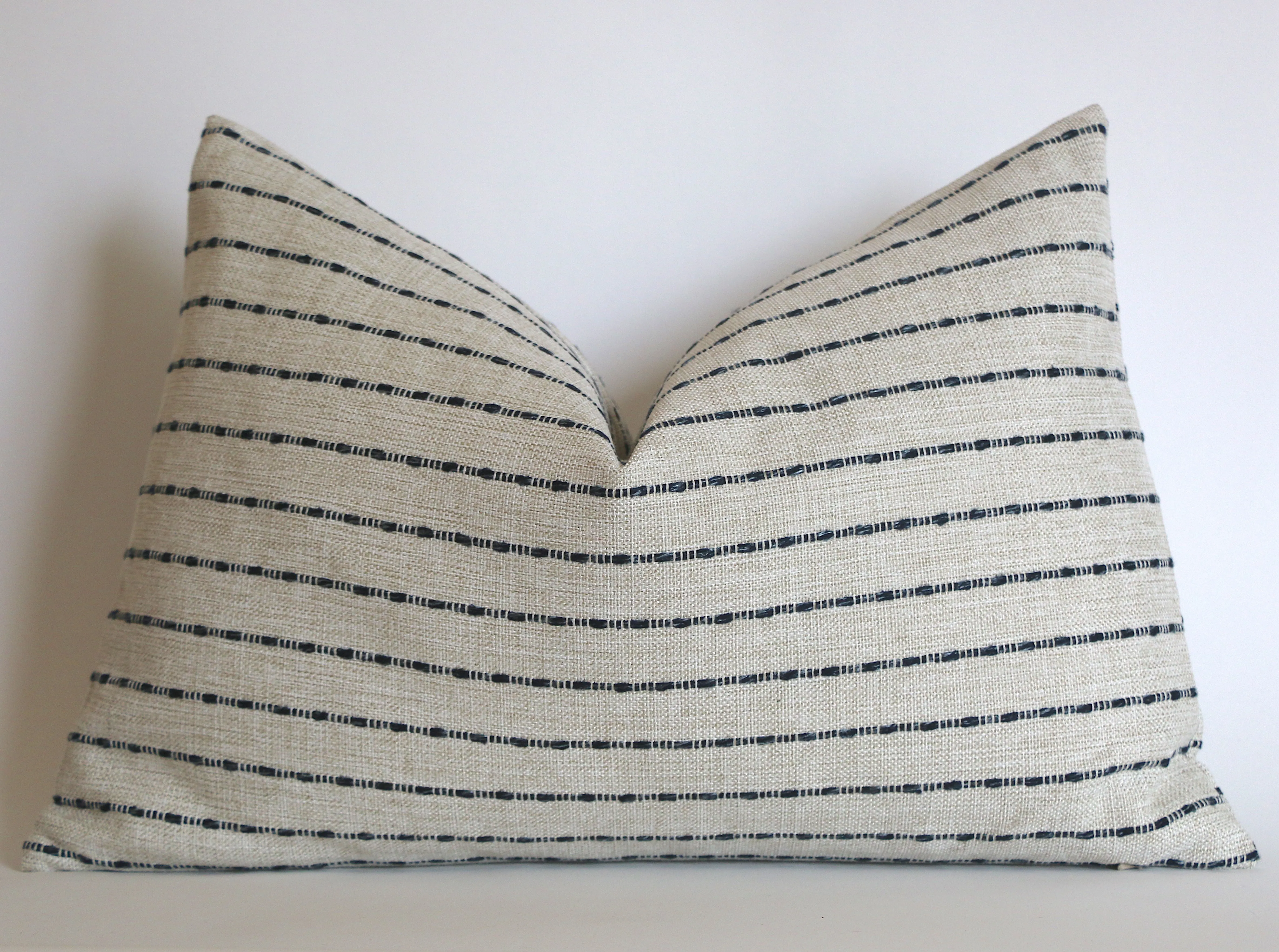 Indigo Farmhouse Navy Pillow Cover / Vintage Style Pillow Cover / Striped Performance Pillow Cover