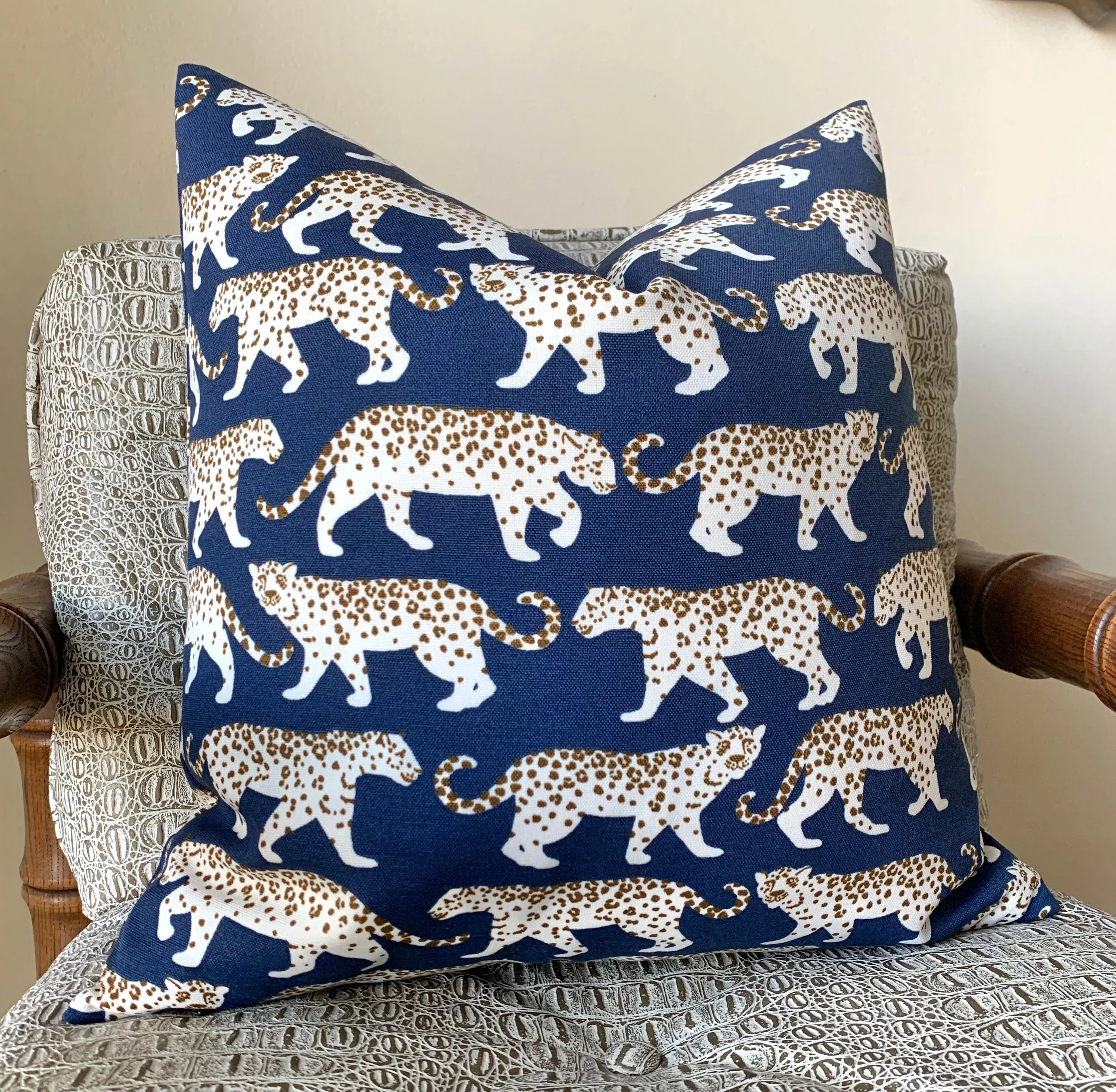 Indoor Outdoor Navy Leopard Pillow Cover