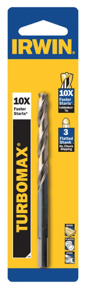 Irwin Turbomax 11/32 in. X 4-3/4 in. L High Speed Steel Drill Bit Straight Shank 1 pc