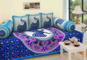 Jaipuri Design Single Bedsheet ( 100% cotton, 6pc set, Diwan set )