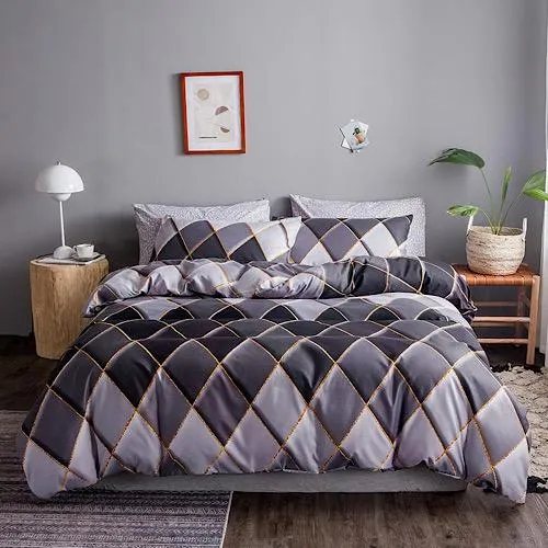 King size bedding set of 6 pieces, Rhombs design.