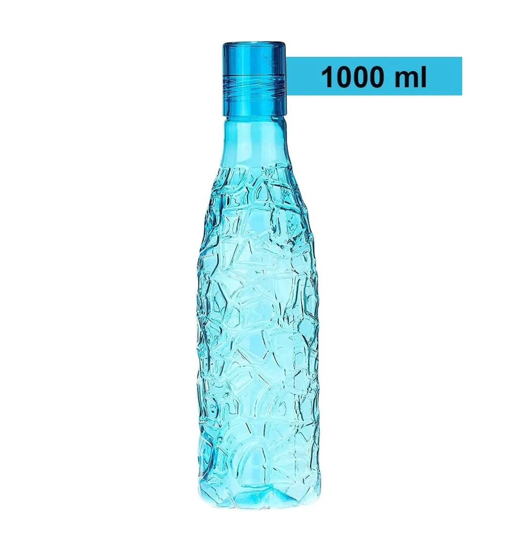 Kuber Industries BPA-Free Plastic Water Bottle|Leak Proof, Firm Grip, 100% Food Grade Plastic Bottles|For Home, Office, & Gym|Unbreakable, Freezer Proof, Fridge Water Bottle|Set Of 4|Blue (Pack Of 4)