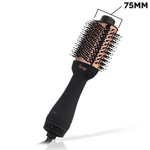 L’Ange Hair Le Volume 2-in-1 Volumizing Brush Blow Dryer | Black 75MM Round Vent Hot Air Brush and Hair Dryer for Blow Drying All in One | Titanium Finish for Smooth, Frizz-Free Hair