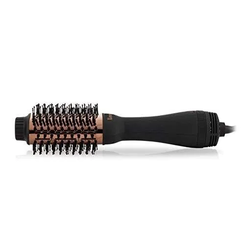 L’Ange Hair Le Volume 2-in-1 Volumizing Brush Blow Dryer | Black 75MM Round Vent Hot Air Brush and Hair Dryer for Blow Drying All in One | Titanium Finish for Smooth, Frizz-Free Hair