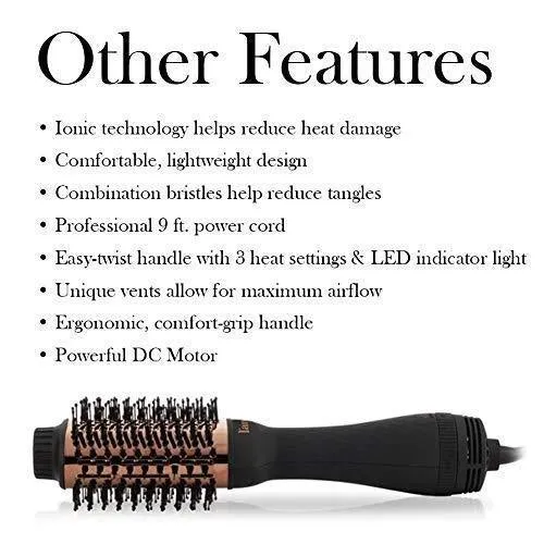 L’Ange Hair Le Volume 2-in-1 Volumizing Brush Blow Dryer | Black 75MM Round Vent Hot Air Brush and Hair Dryer for Blow Drying All in One | Titanium Finish for Smooth, Frizz-Free Hair