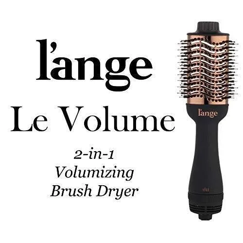 L’Ange Hair Le Volume 2-in-1 Volumizing Brush Blow Dryer | Black 75MM Round Vent Hot Air Brush and Hair Dryer for Blow Drying All in One | Titanium Finish for Smooth, Frizz-Free Hair