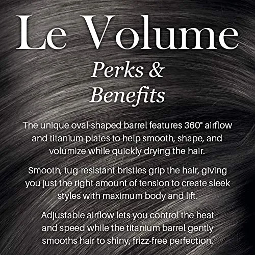 L’Ange Hair Le Volume 2-in-1 Volumizing Brush Blow Dryer | Black 75MM Round Vent Hot Air Brush and Hair Dryer for Blow Drying All in One | Titanium Finish for Smooth, Frizz-Free Hair