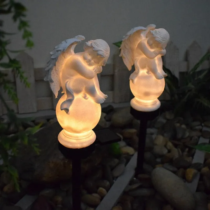 LED Solar Angels Landscape Post Light