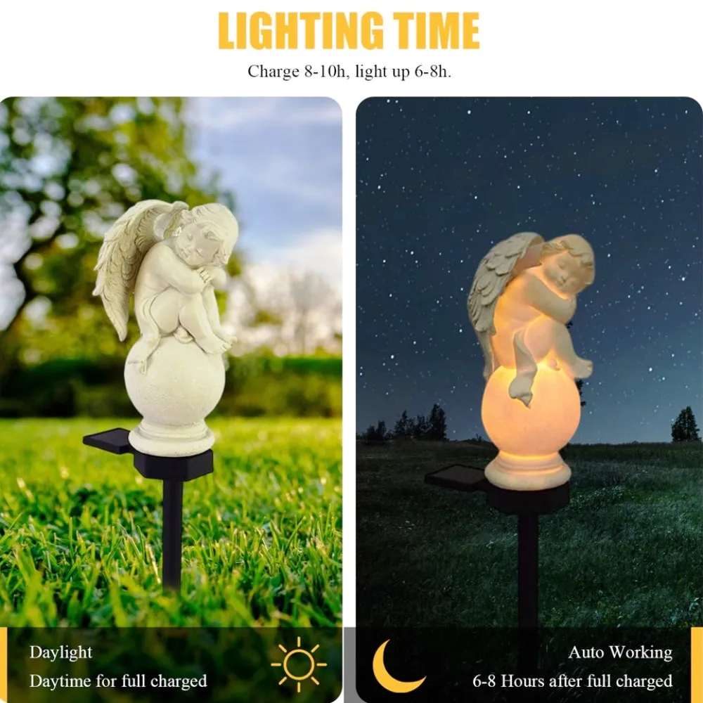 LED Solar Angels Landscape Post Light