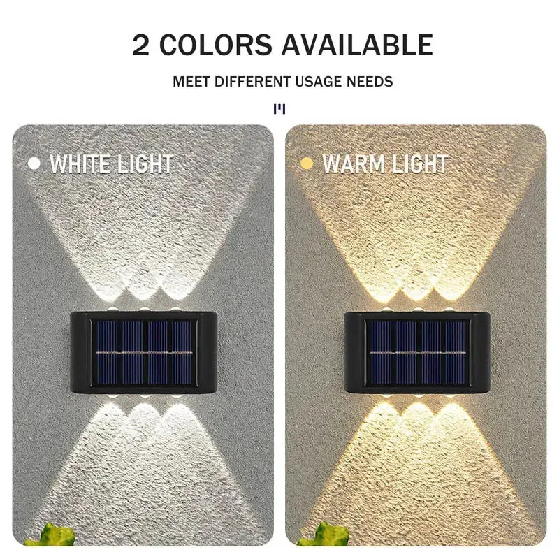 LED Solar Wall Lamp Outdoor Waterproof Up and Down Luminous Lighting for Garden