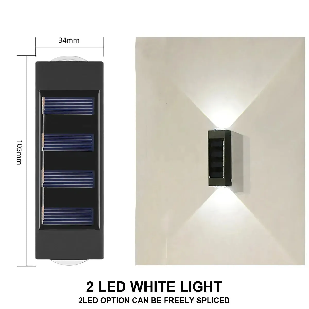 LED Solar Wall Lamp Outdoor Waterproof Up and Down Luminous Lighting for Garden