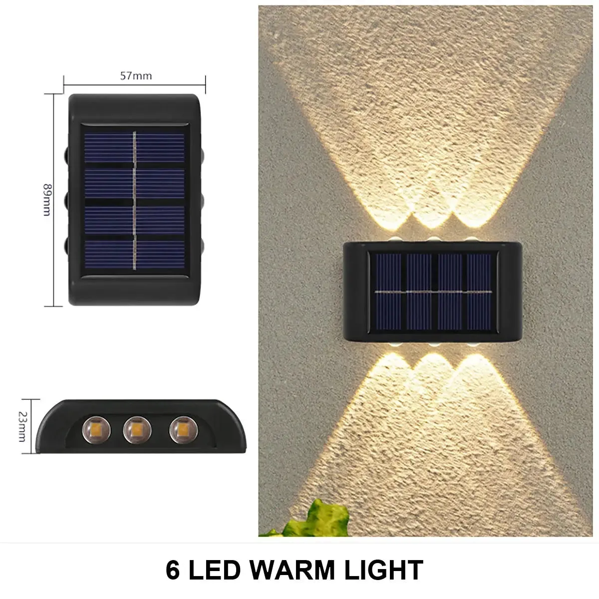 LED Solar Wall Lamp Outdoor Waterproof Up and Down Luminous Lighting for Garden