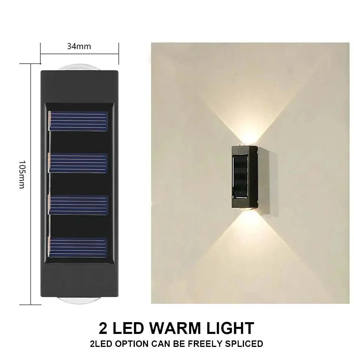 LED Solar Wall Lamp Outdoor Waterproof Up and Down Luminous Lighting for Garden