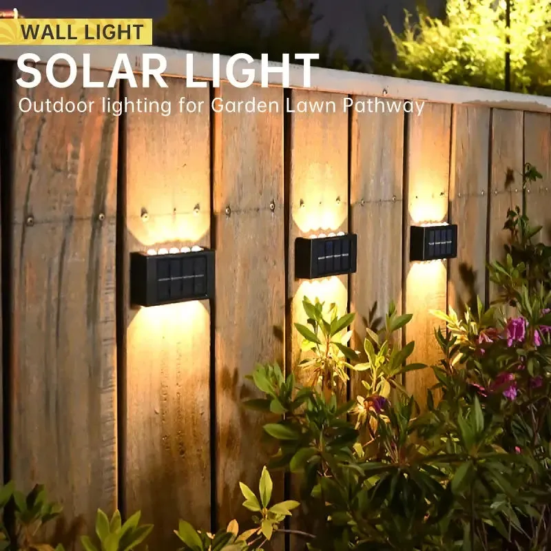 LED Solar Wall Lamp Outdoor Waterproof Up and Down Luminous Lighting for Garden