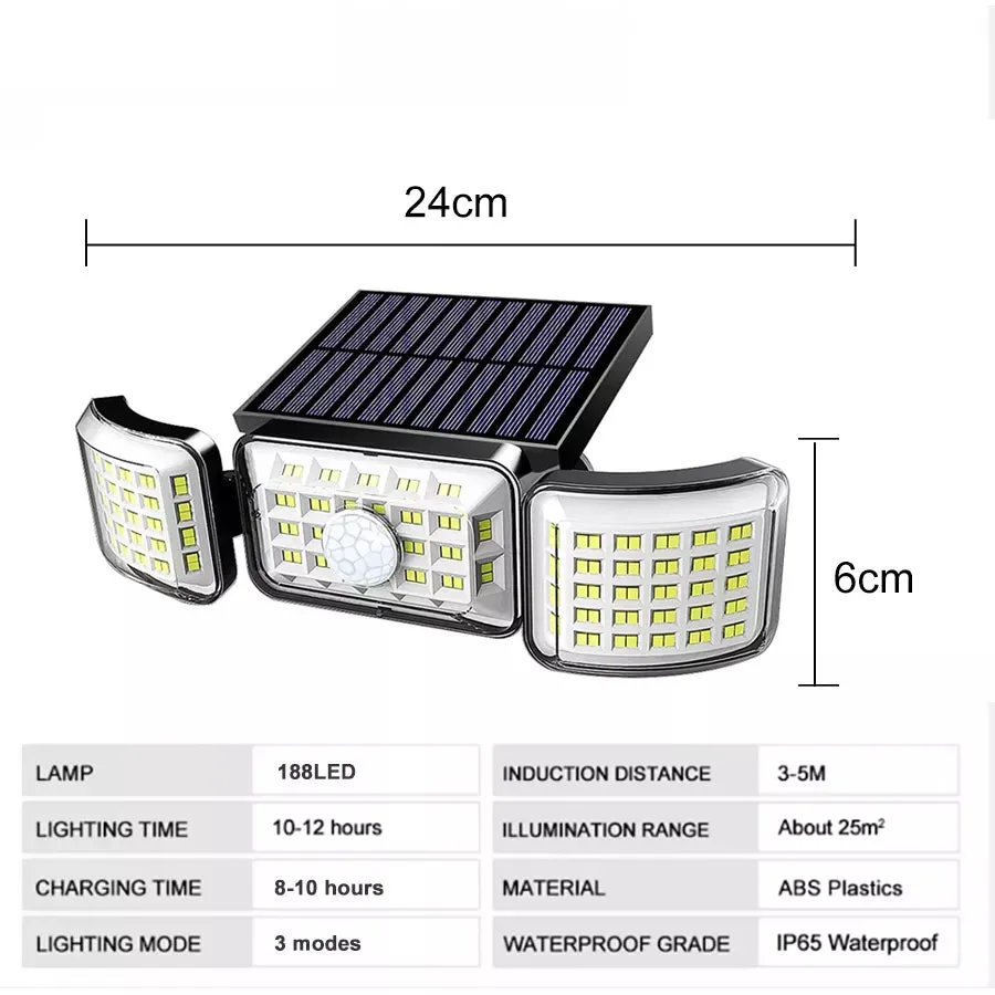 LED/COB Solar Street Light Multiple Head Wall-Mounted Motion Sensor Waterproof Integrated Outdoor Light Courtyard Road Lighting