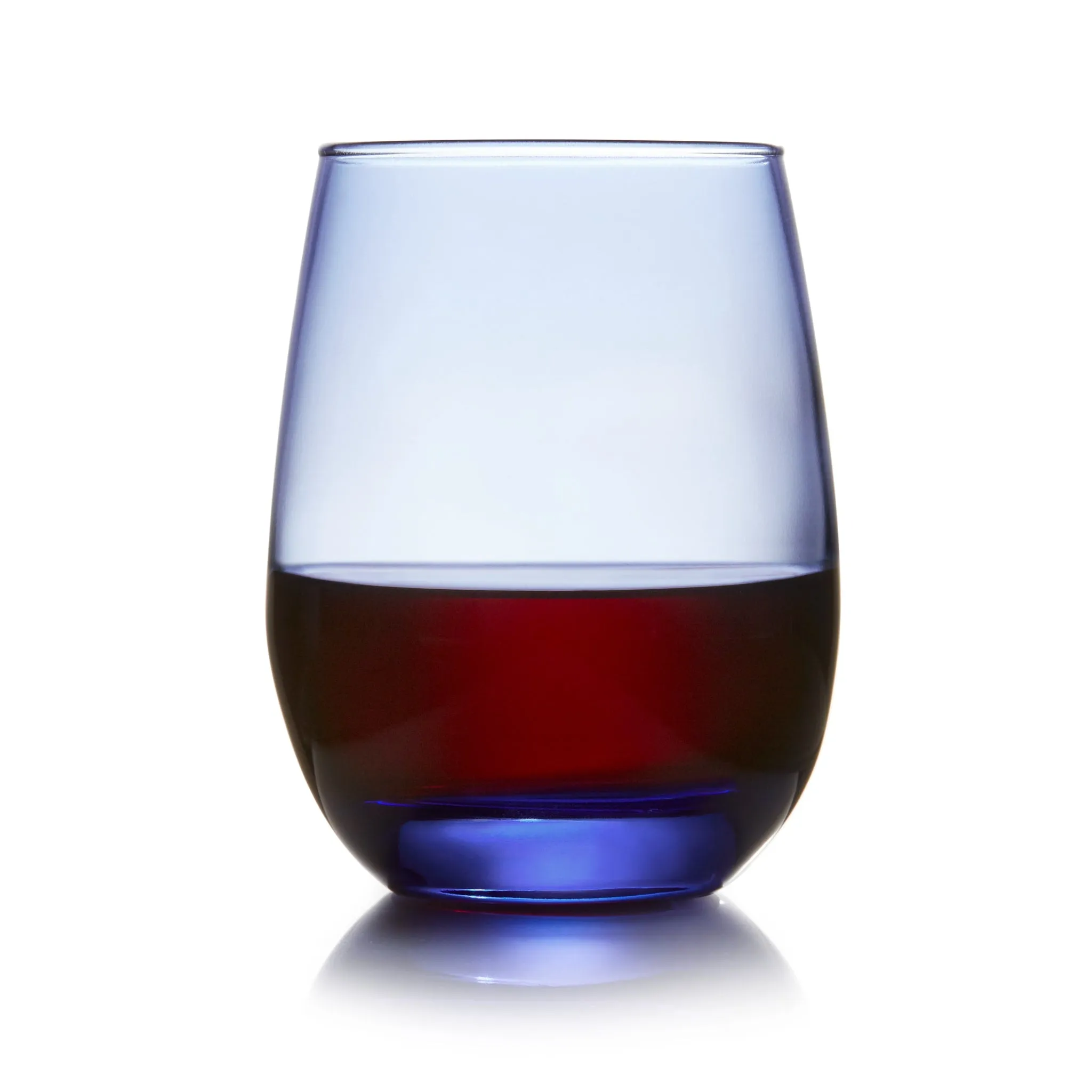 Libbey Classic Blue All Purpose Stemless Wine Glasses, 15.25 ounce, Set of 6