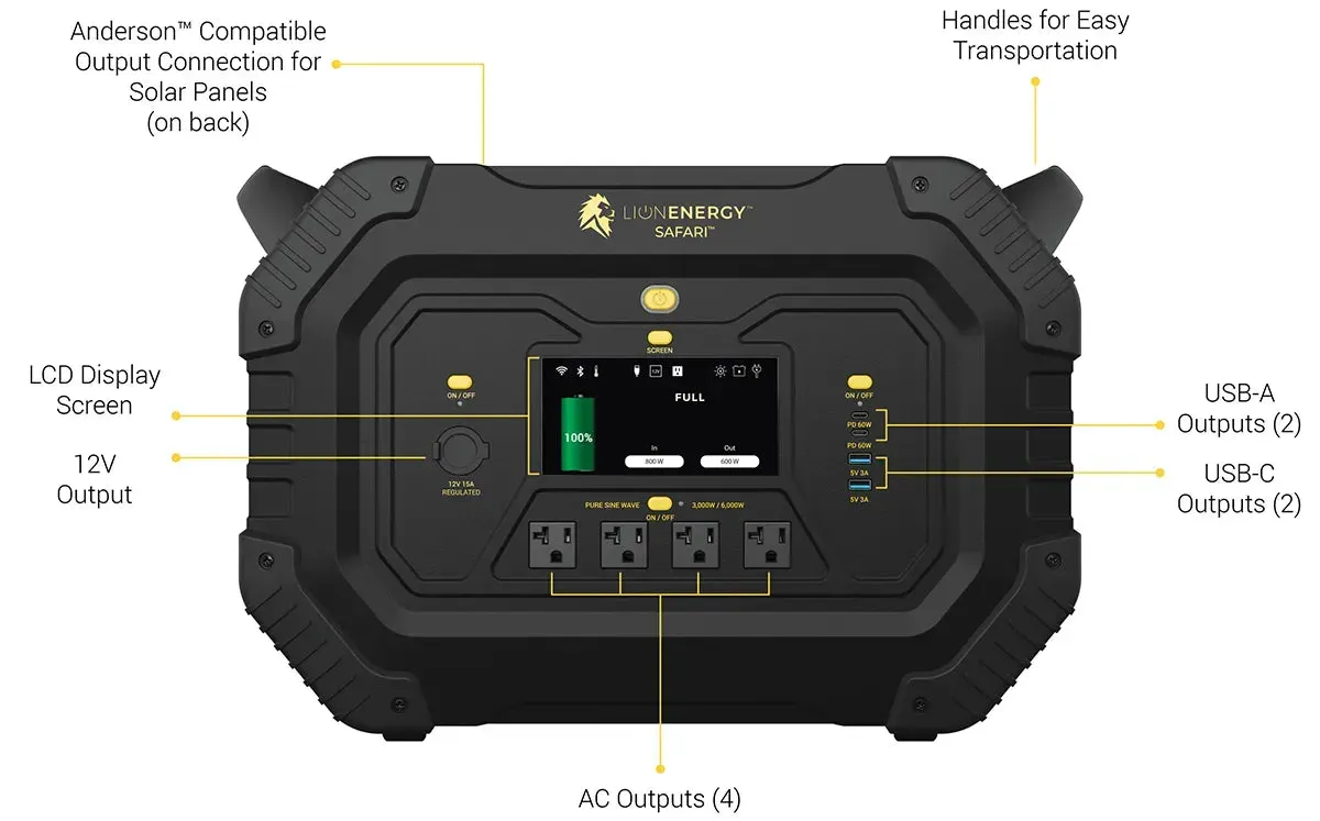 Lion Safari 3000 W Solar Generator - NEW MODEL FOR 2024!