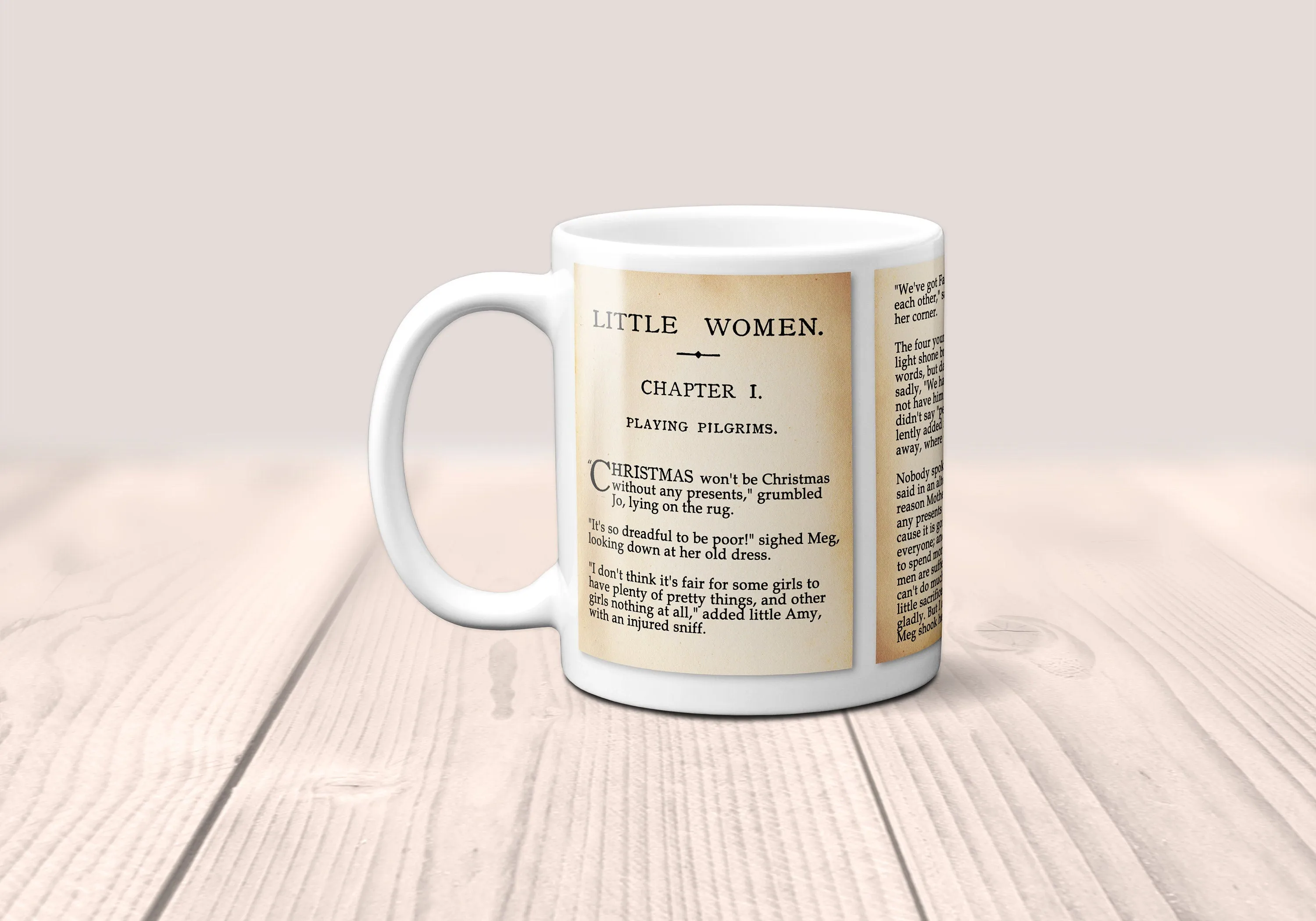 Little Women by Louisa M. Alcott Mug. Coffee Mug with Little Women Title and Book Pages, Literary Mug, Book Lover Mug, Librarian gift.