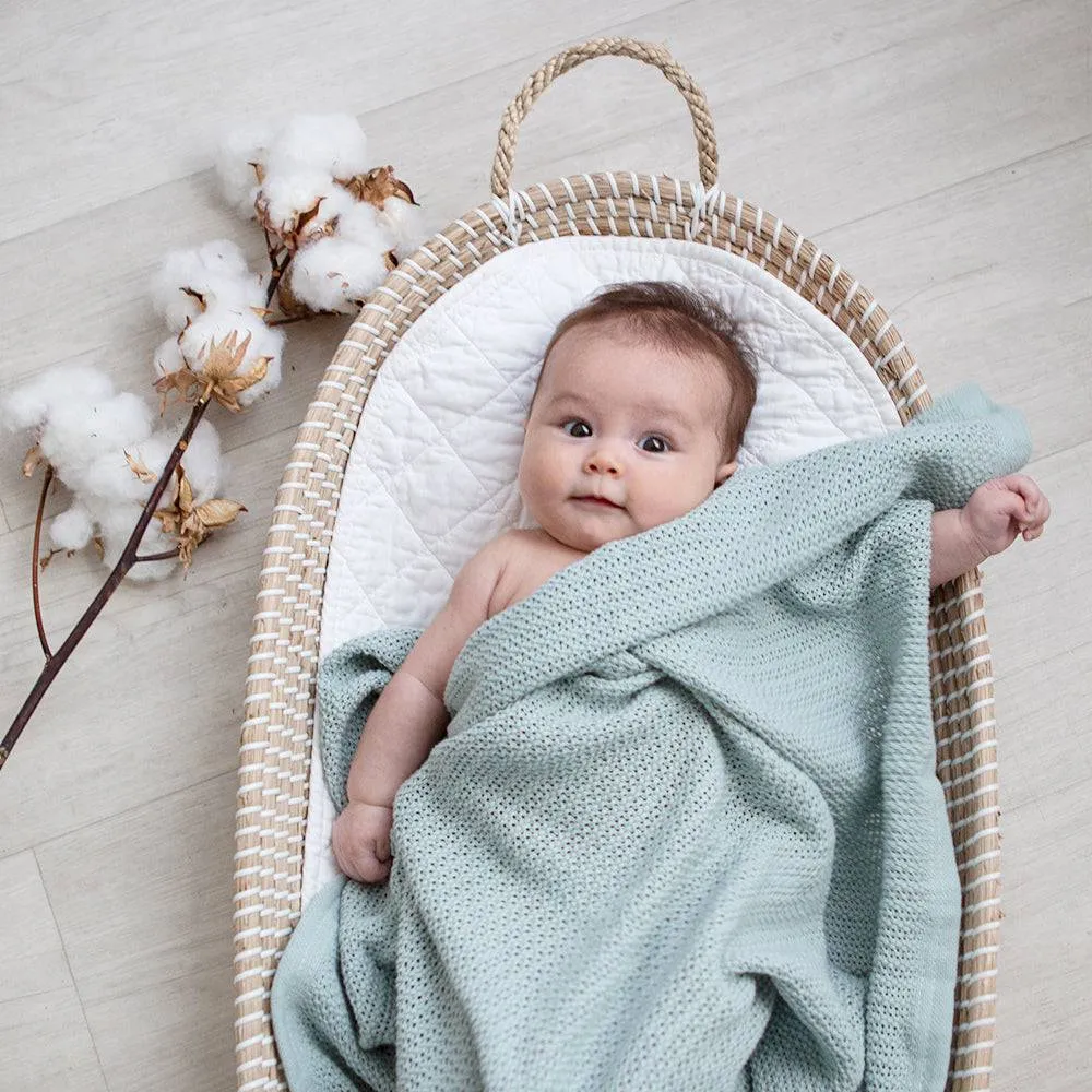 Living Textiles | Organic Bassinet/Cradle Cellular Blanket - Sage