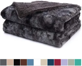 Luxury Faux Fur Bed Throw Blanket, Queen, Full Size, 90x90,