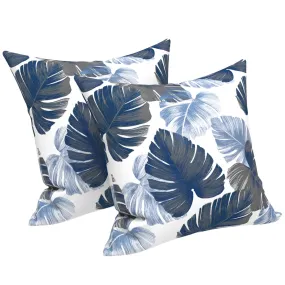 LVTXIII Outdoor Throw Pillow Covers 18" x 18" Blue Monstera (Pack of 2)