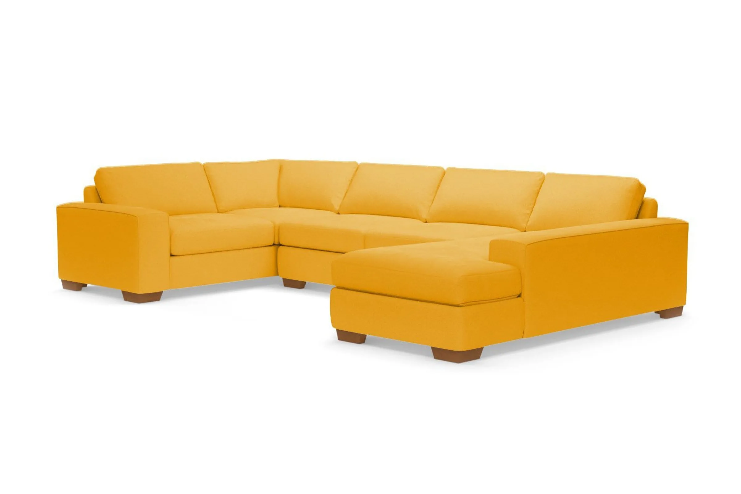 Melrose 3pc Sleeper Sectional :: Leg Finish: Pecan / Configuration: RAF - Chaise on the Right / Sleeper Option: Memory Foam Mattress