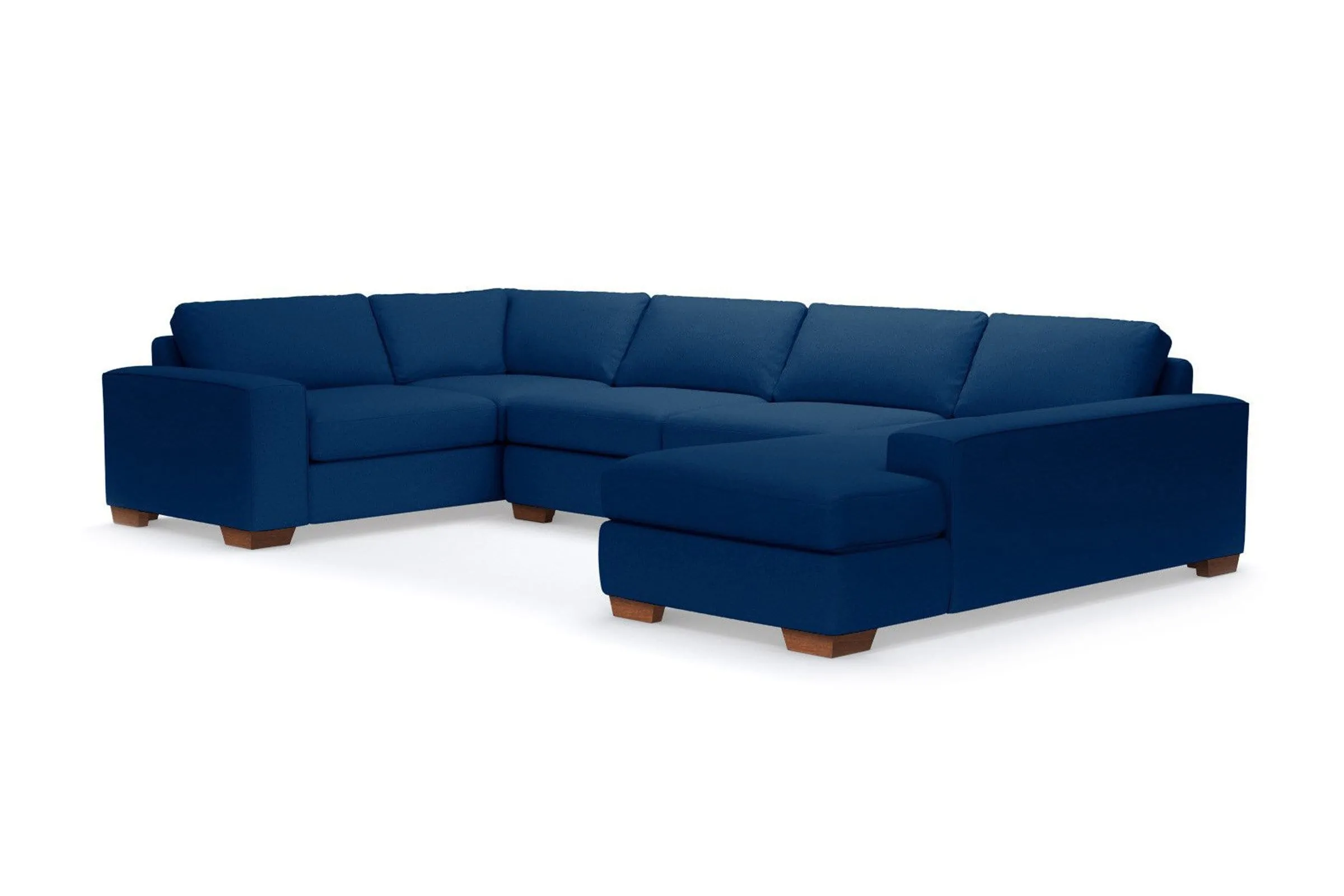 Melrose 3pc Sleeper Sectional :: Leg Finish: Pecan / Configuration: RAF - Chaise on the Right / Sleeper Option: Memory Foam Mattress