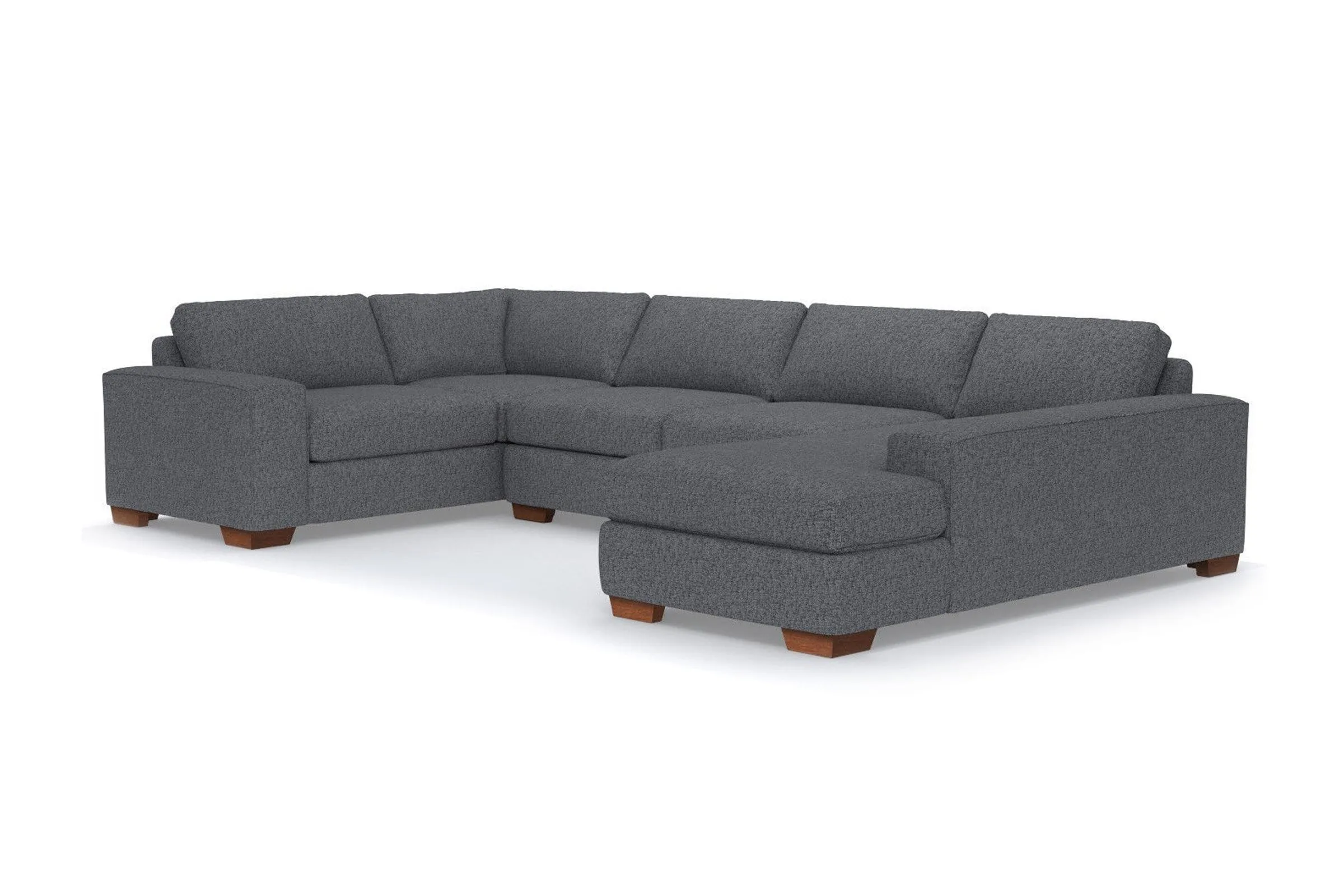 Melrose 3pc Sleeper Sectional :: Leg Finish: Pecan / Configuration: RAF - Chaise on the Right / Sleeper Option: Memory Foam Mattress