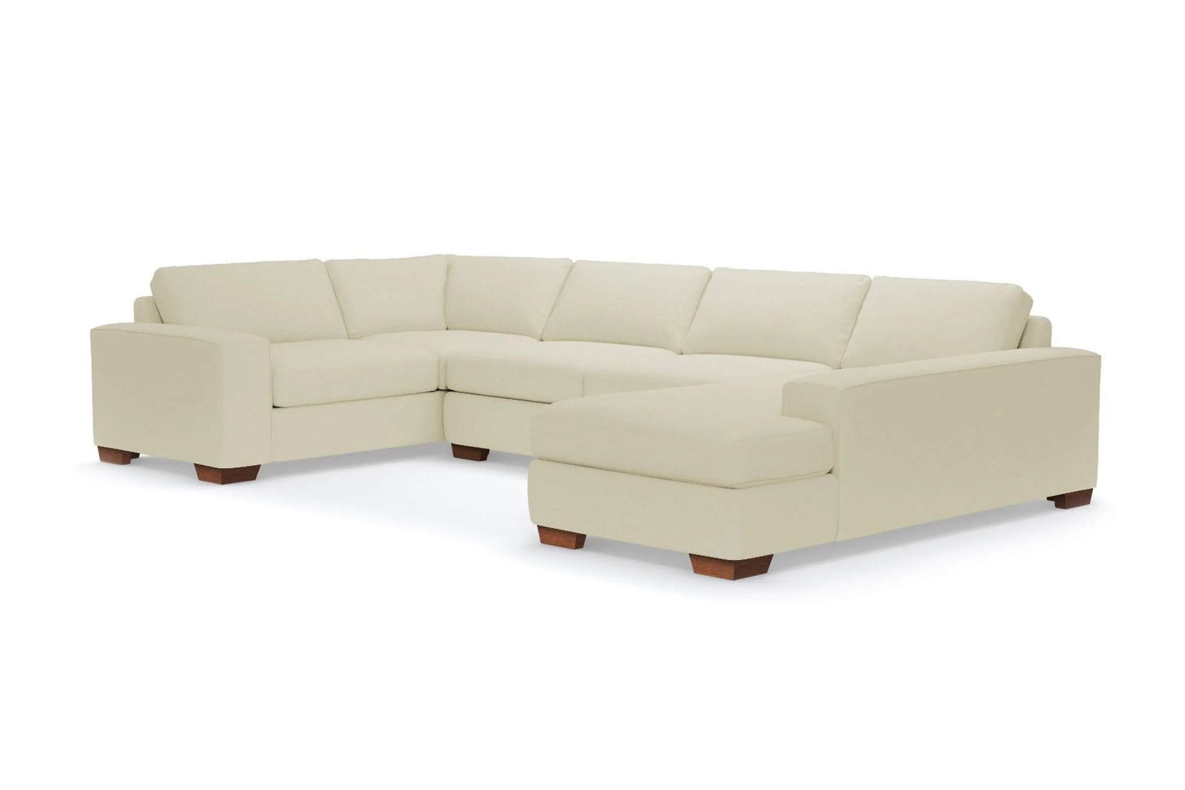 Melrose 3pc Sleeper Sectional :: Leg Finish: Pecan / Configuration: RAF - Chaise on the Right / Sleeper Option: Memory Foam Mattress