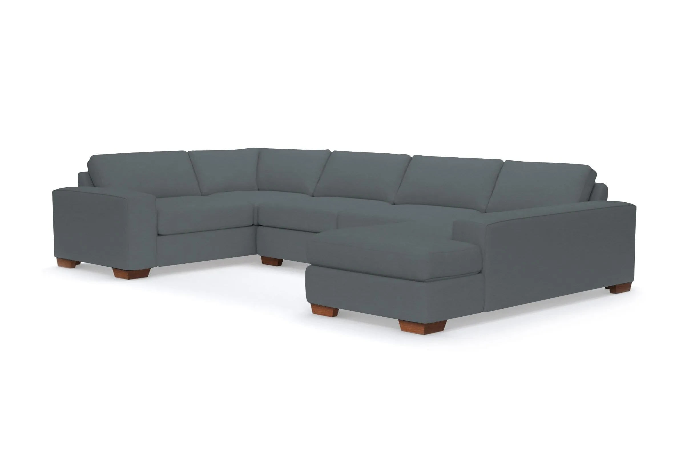 Melrose 3pc Sleeper Sectional :: Leg Finish: Pecan / Configuration: RAF - Chaise on the Right / Sleeper Option: Memory Foam Mattress