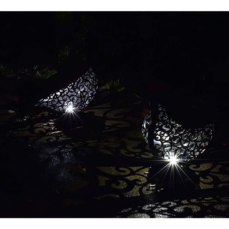 Metal Scroll Hens Solar Garden Lights -2 Pack