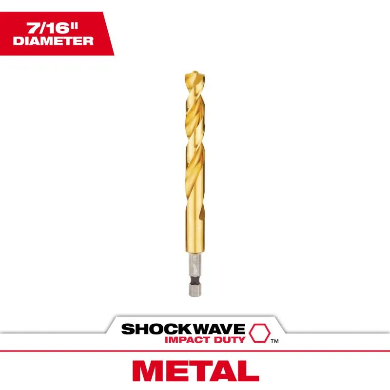 Milwaukee Shockwave 7/16 in. X 4.92 in. L Titanium Red Helix Drill Bit Hex Shank 1 pc