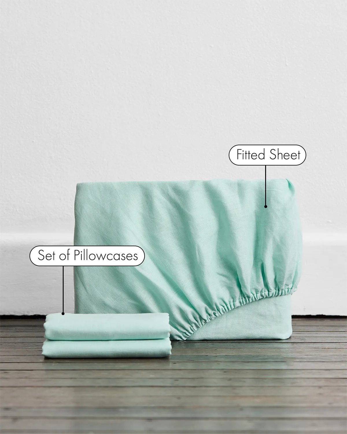 Mint 100% French Flax Linen Fitted Sheet Set