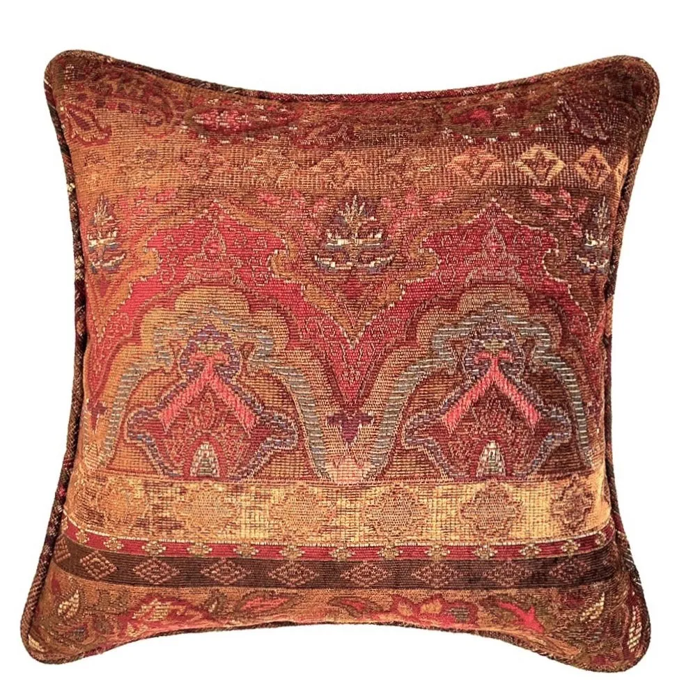 Mocha Traditional Damask Throw Pillow Cover 18x18