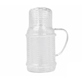 Modern Ribbed Glass Jug And Cup Set