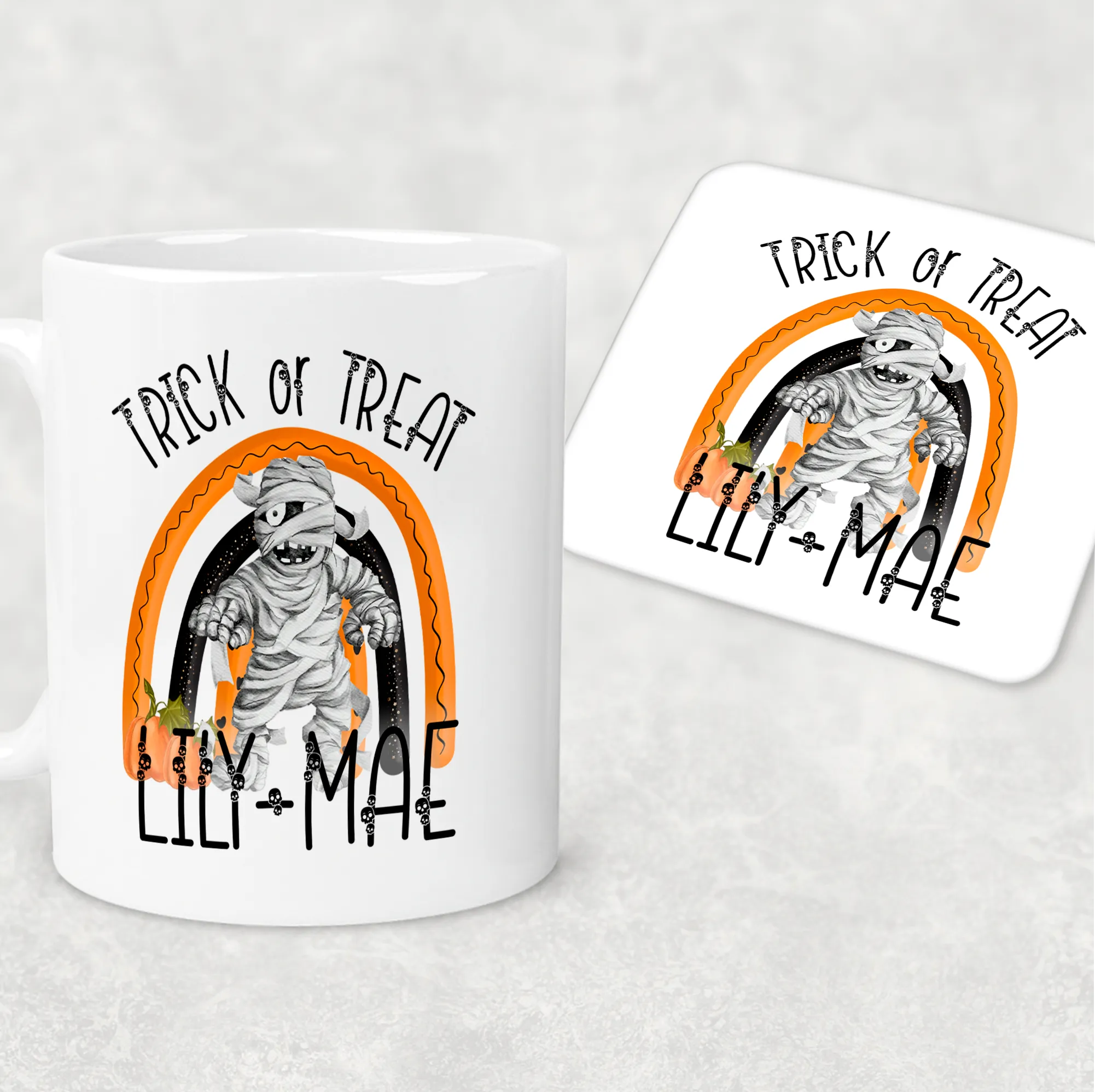 Mummy Rainbow Halloween Kids Unbreakable Mug & Coaster