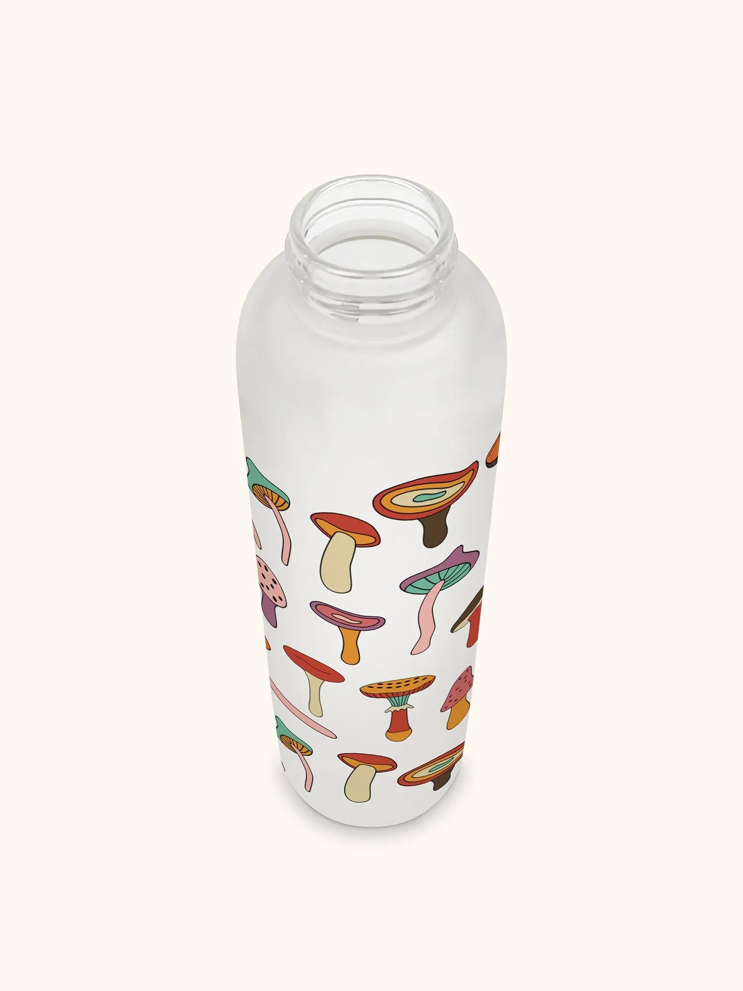 Mushroom Melody Glass Water Bottle with Bamboo Lid