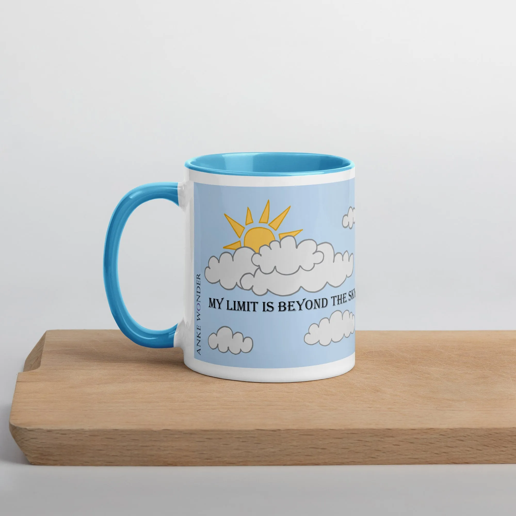 'My limit is beyond the sky' Blue Mug