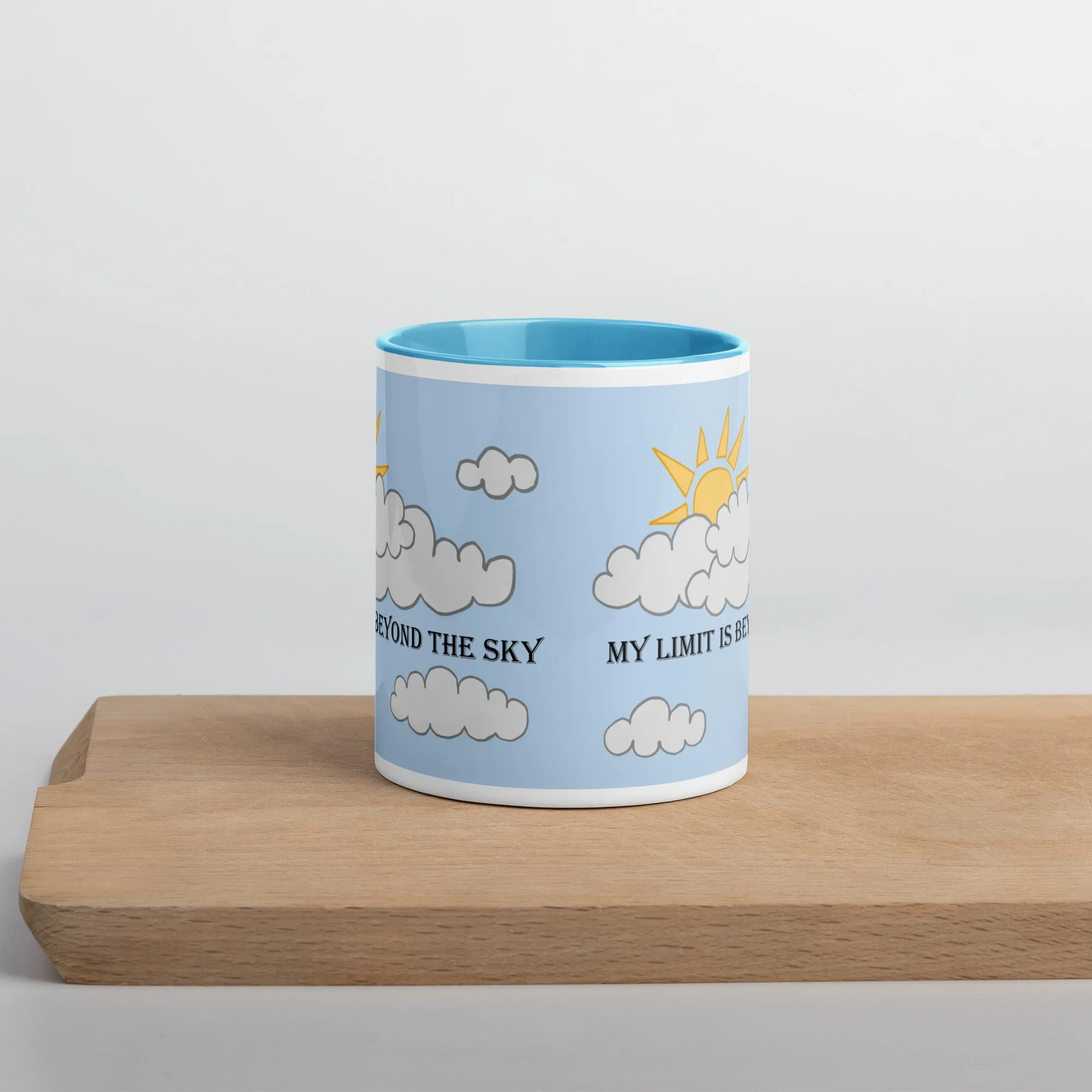 'My limit is beyond the sky' Blue Mug