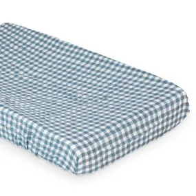 Navy Gingham Changing Pad Cover