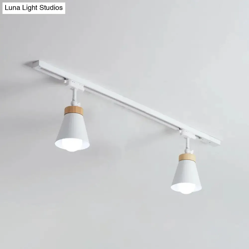 Nordic Style Semi Flush Mount Spotlight - Living Room Track Light with Cone Metal Shade, Various Configurations