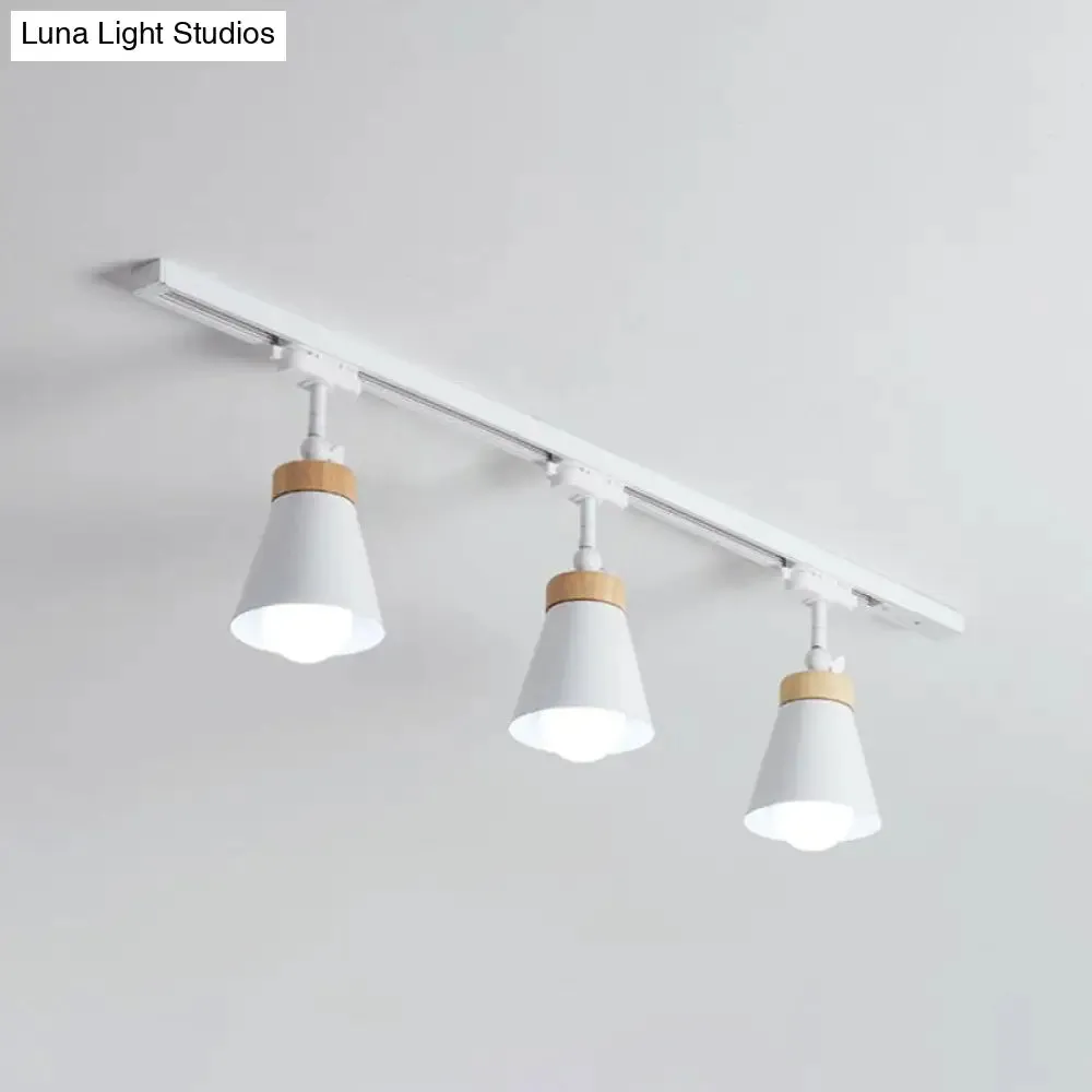 Nordic Style Semi Flush Mount Spotlight - Living Room Track Light with Cone Metal Shade, Various Configurations