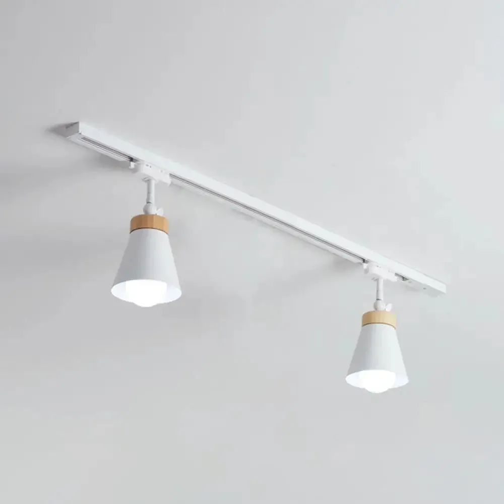 Nordic Style Semi Flush Mount Spotlight - Living Room Track Light with Cone Metal Shade, Various Configurations